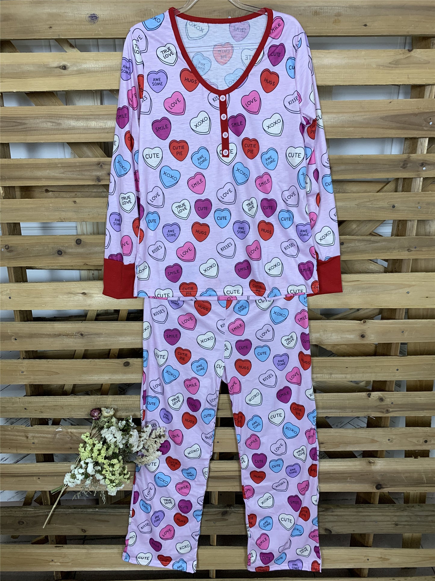 Valentines Day Love Print Casual Home Pajamas