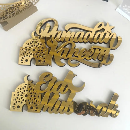 Gold Ramadan Kareem Ornaments Mirror